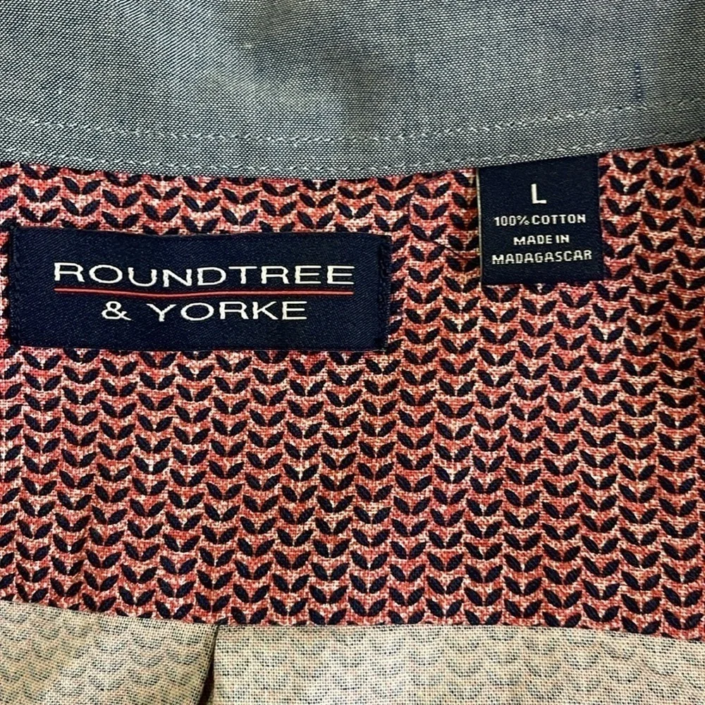 ROUNDTREE & YORKE Men’s Short Sleeve Printed Sport Shirt Size L Red - Picture 9 of 9